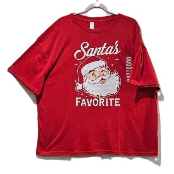 New RETRO VINTAGE RED “SANTA’S FAVORITE” TEE  M L XL XXL CHRISTMAS SANTA TOP Y2K - Picture 1 of 4